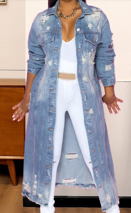 So Chic Longline Denim Coat